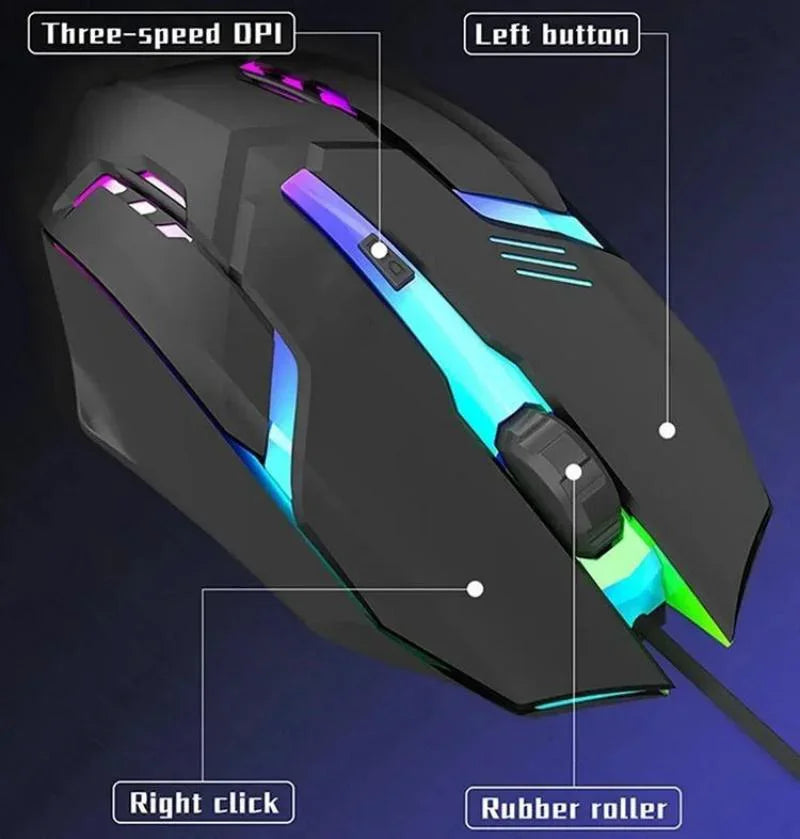 Ergonomic Wired Gaming Mouse, Four Button, RGB