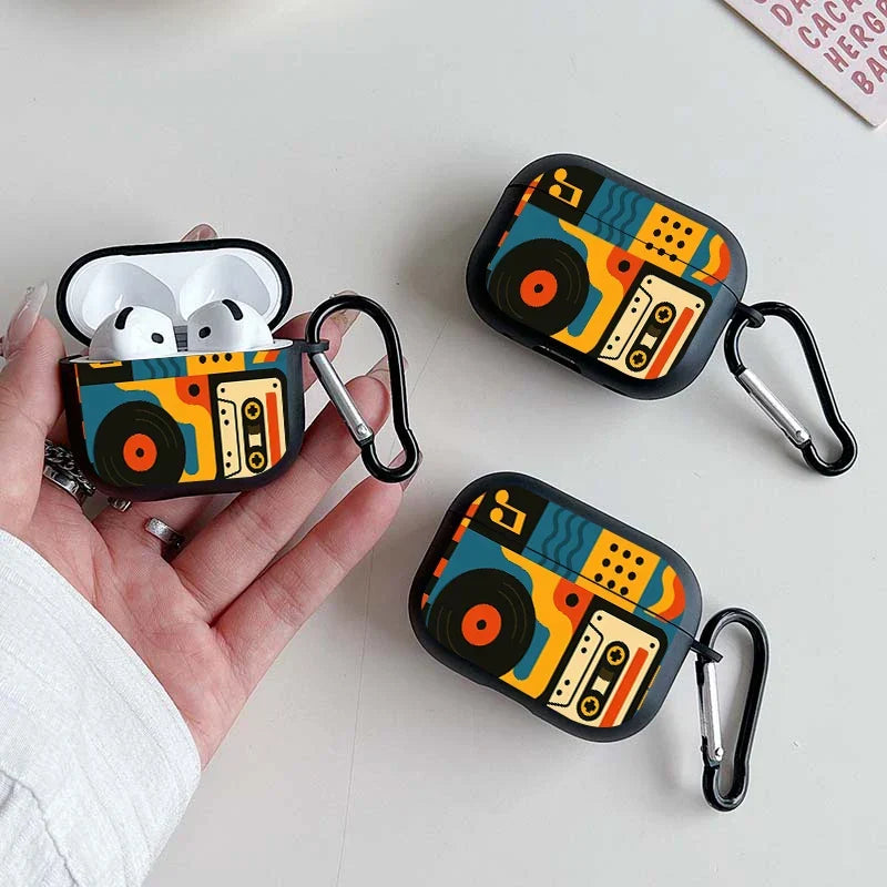 Retro Music Print Case for AirPods, Six Model Fits