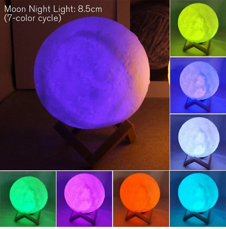 Moon Lamp LED Night Light with Stand, Battery Powered