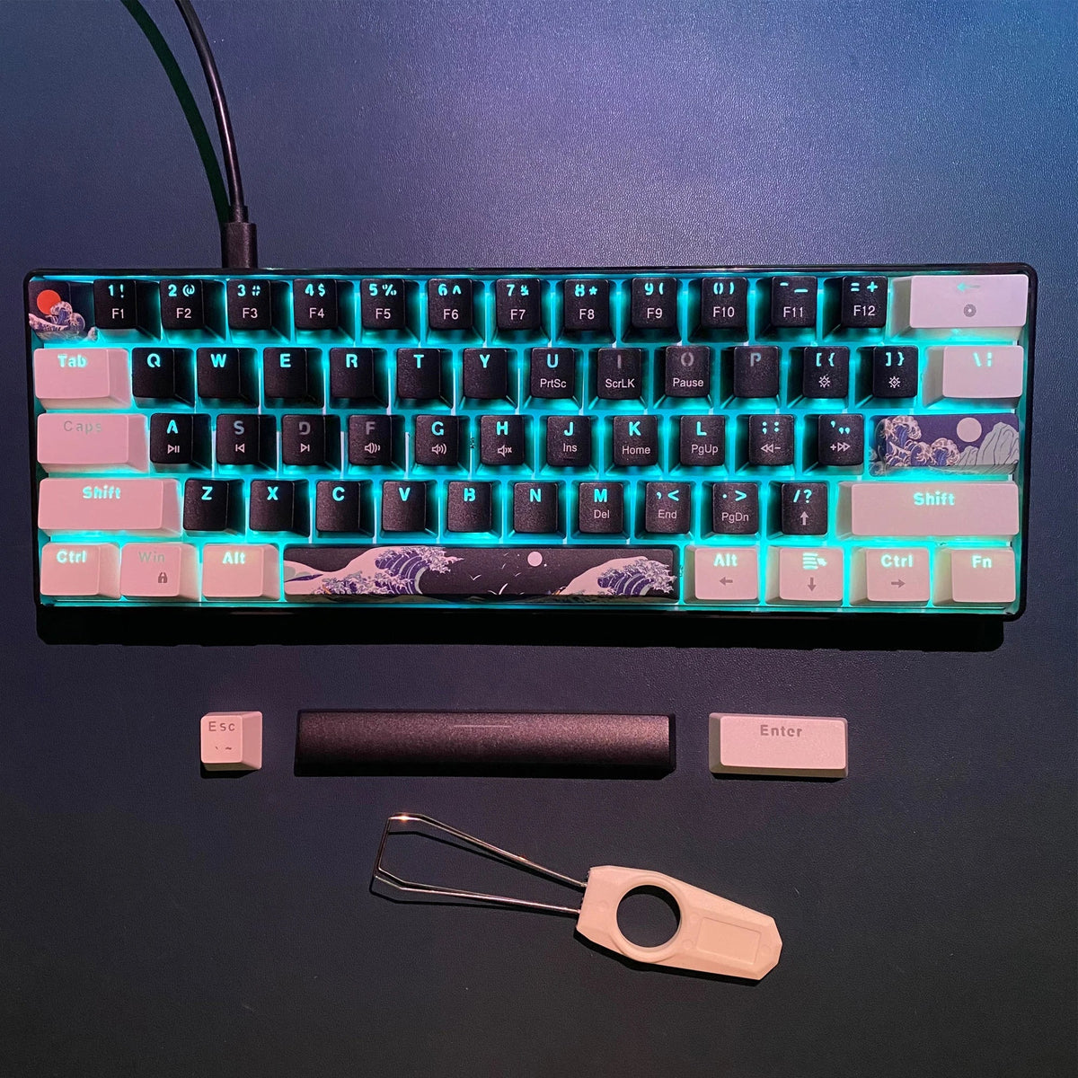 60% Mechanical Gaming Keyboard, Blue Switches, Sea Blue
