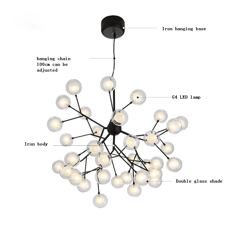 Firefly Branch Chandelier, G4 LED, 9 to 54 Lights