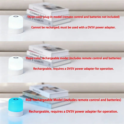 Dimmable Bedside Night Light, Plug-In or Rechargeable