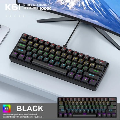 K61 Mini Mechanical Keyboard, 61 Keys, RGB