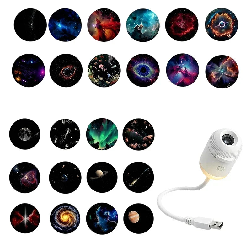 Mini Galaxy Star Projector with Interchangeable Slides