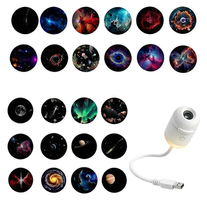 Mini Galaxy Star Projector with Interchangeable Slides