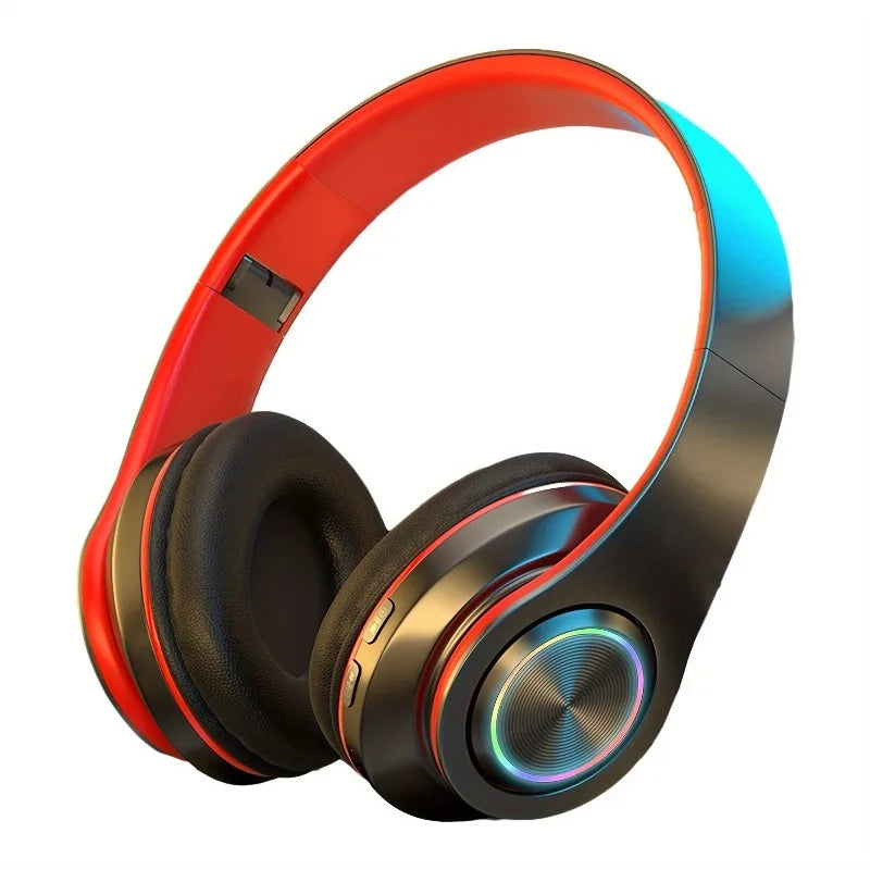Wireless Over-Ear Headphones with LED Lighting and Deep Bass