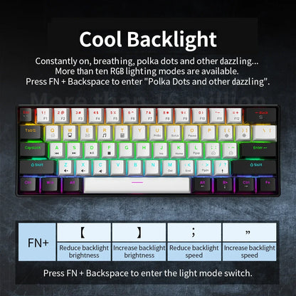 61 Key Mini Mechanical Keyboard, Backlit