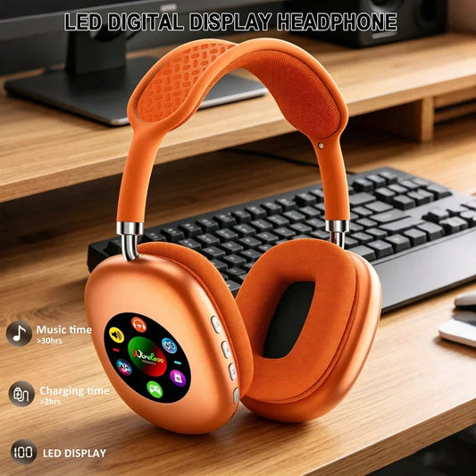 Wireless Headphones with Detachable LCD Touch Screen