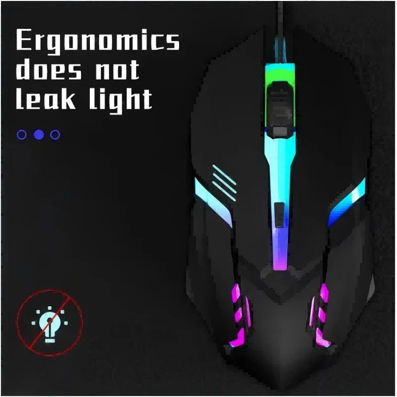 Ergonomic Wired Gaming Mouse, Four Button, RGB