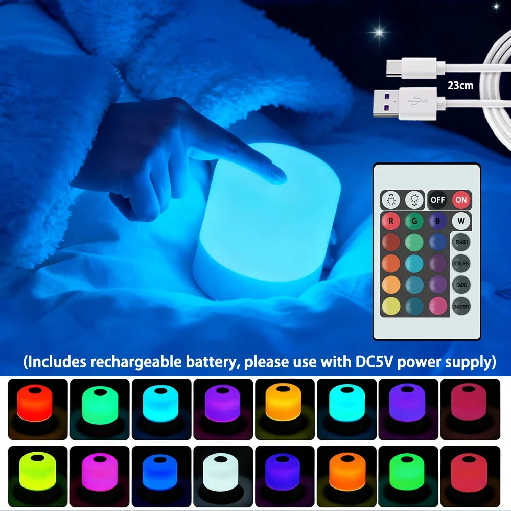 Dimmable Bedside Night Light, Plug-In or Rechargeable