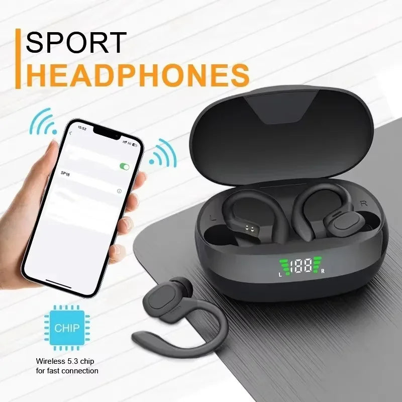 Ear Hook Sports Earbuds with 300mAh Case, Bluetooth 5.3