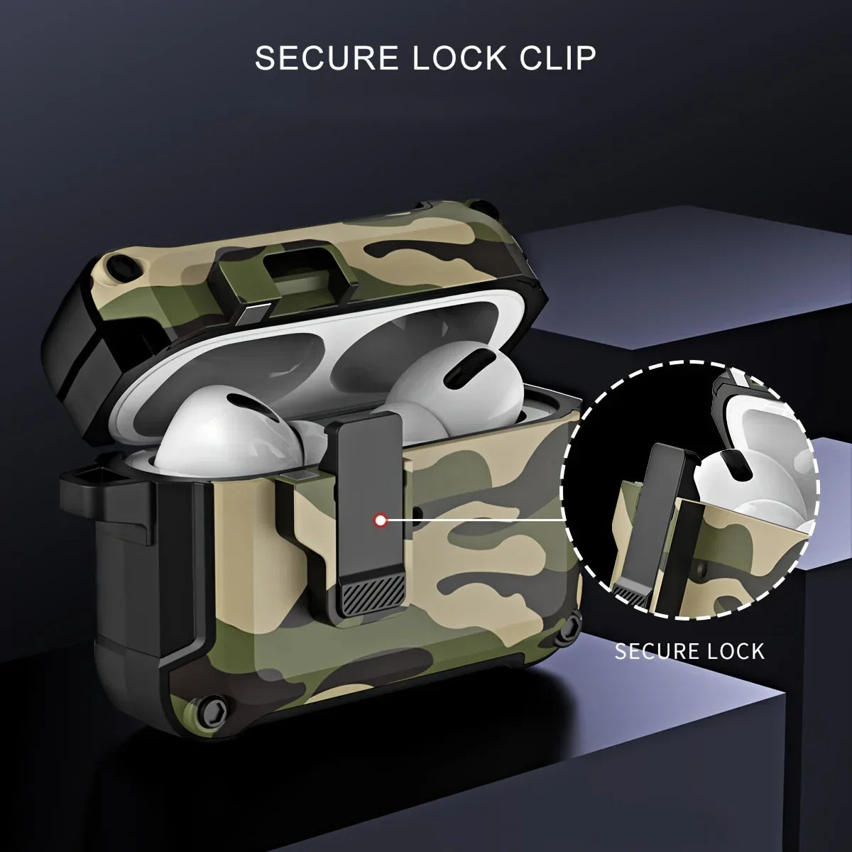 Magnetic Lock Case for AirPods Pro with Quick-Open Clip