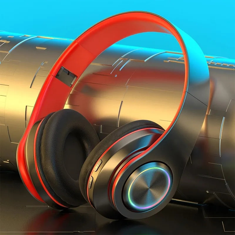 Wireless Over-Ear Headphones with LED Lighting and Deep Bass