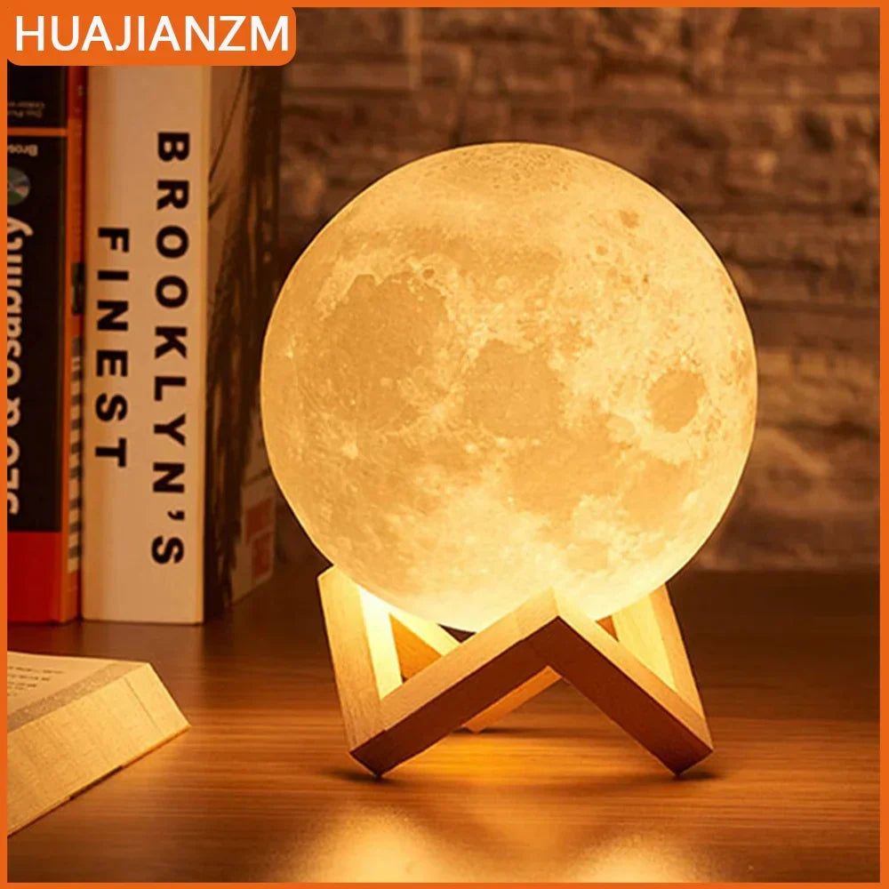 Moon Lamp LED Night Light with Stand, Battery Powered