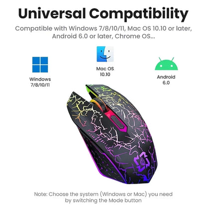 Bluetooth 5.2 RGB Wireless Mouse, 90 Hour Battery