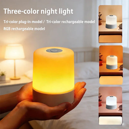 Dimmable Bedside Night Light, Plug-In or Rechargeable