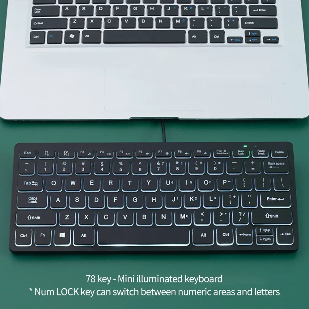 78 Key Backlit Compact Wired Keyboard