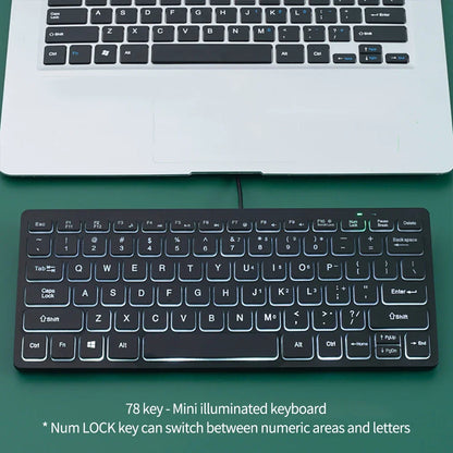 78 Key Backlit Compact Wired Keyboard