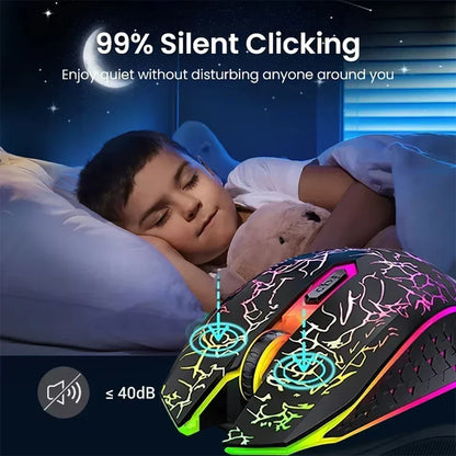 Bluetooth 5.2 RGB Wireless Mouse, 90 Hour Battery