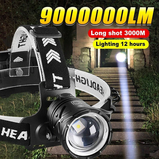 High Output LED Headlamp, 50W, Rechargeable