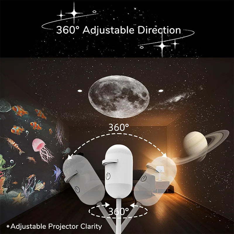 Mini Galaxy Star Projector with Interchangeable Slides