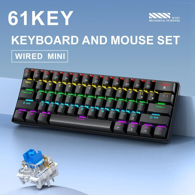 K61 Mini Mechanical Keyboard, 61 Keys, RGB