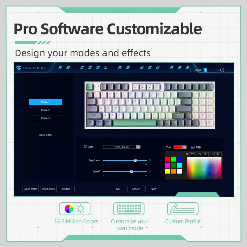 K500 Wired Mechanical Gaming Keyboard, Hot Swappable