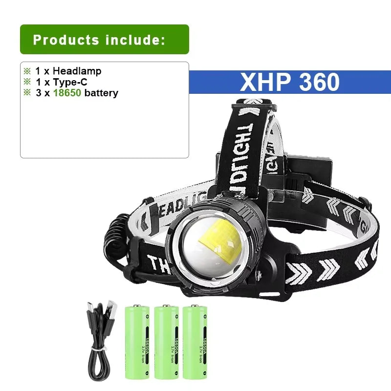 High Output LED Headlamp, 50W, Rechargeable