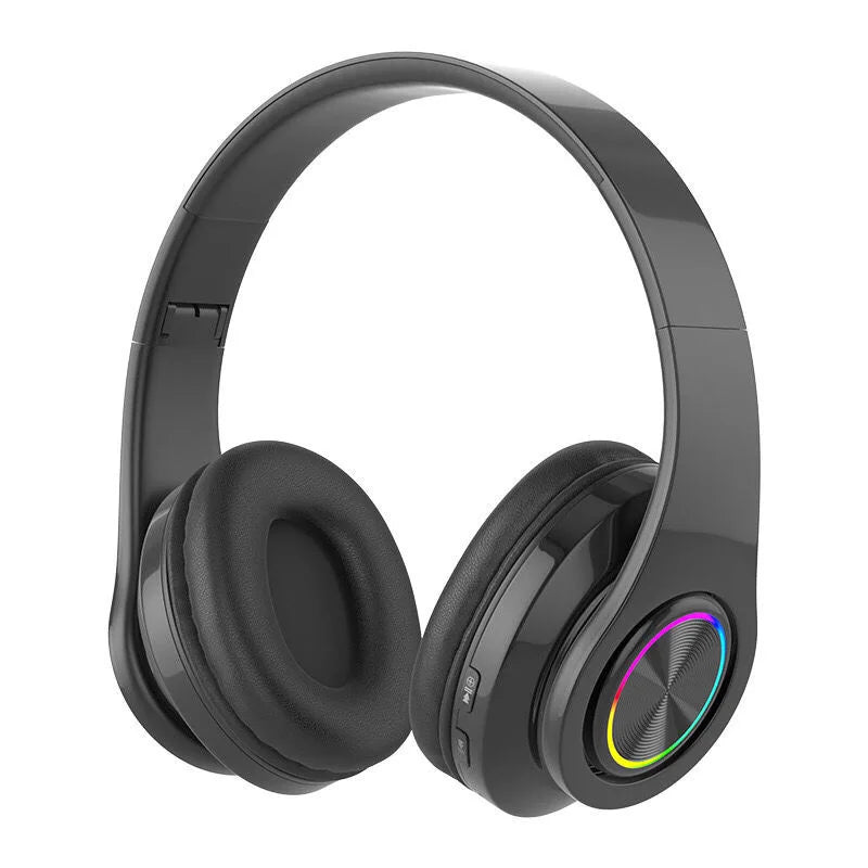 Wireless Over-Ear Headphones with LED Lighting and Deep Bass