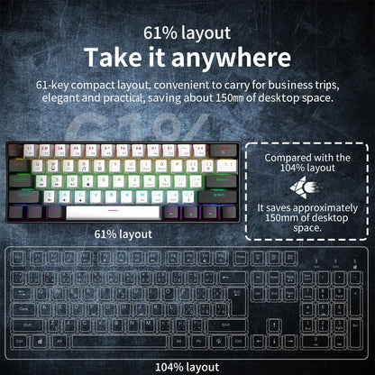 61 Key Mini Mechanical Keyboard, Backlit