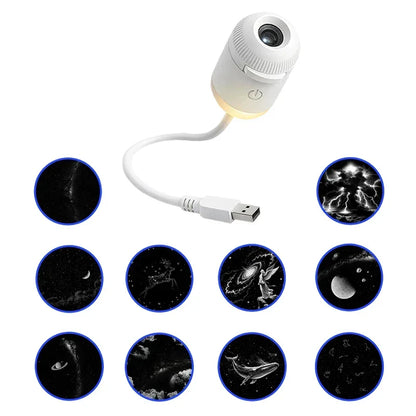 Mini Galaxy Star Projector with Interchangeable Slides