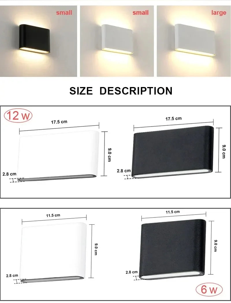 Aluminium Up and Down Wall Light, 12W, 90 to 260V
