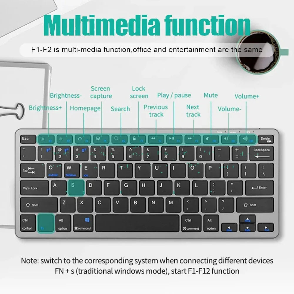 KM02 Wireless Keyboard, Bluetooth 5.0 and 2.4G