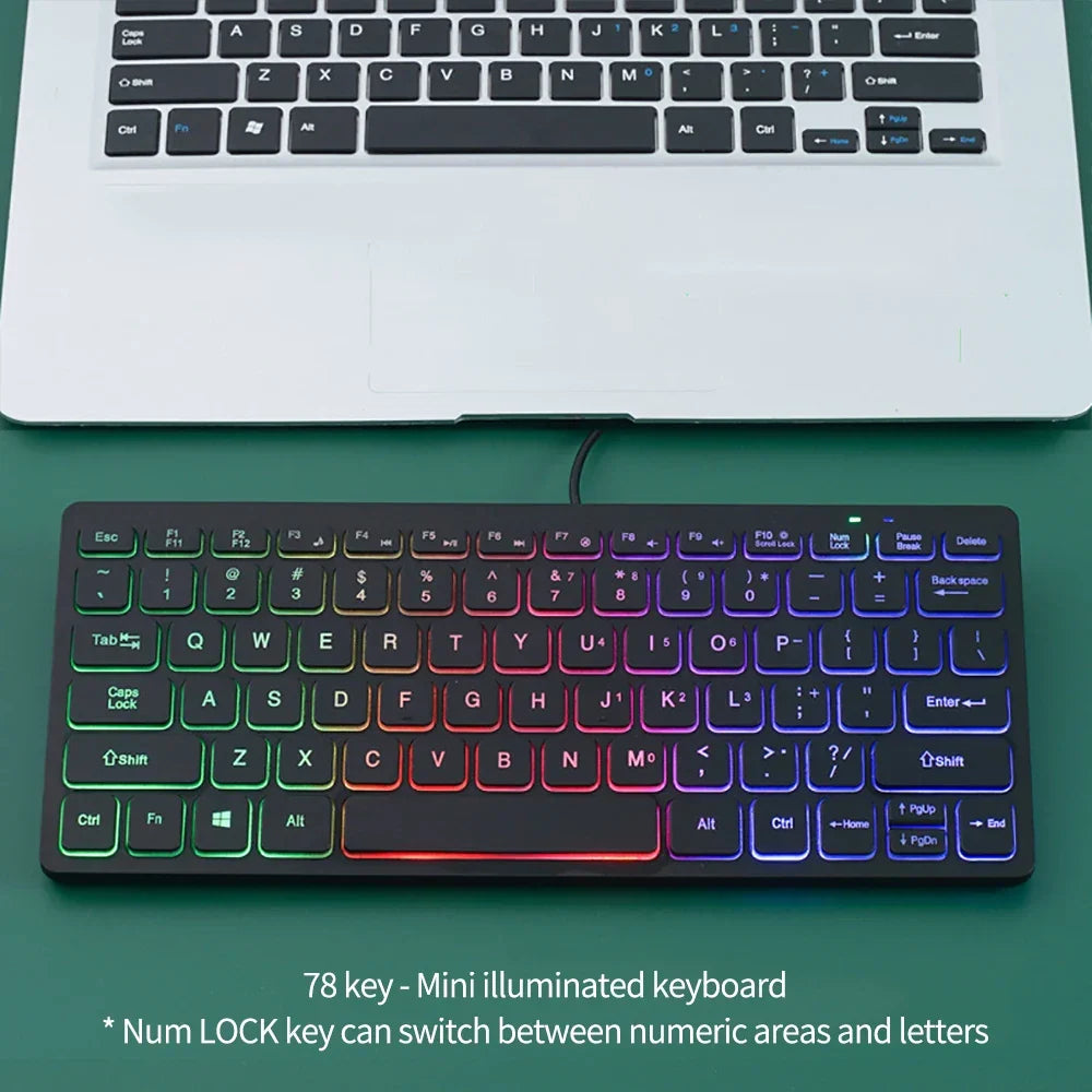 78 Key Backlit Compact Wired Keyboard