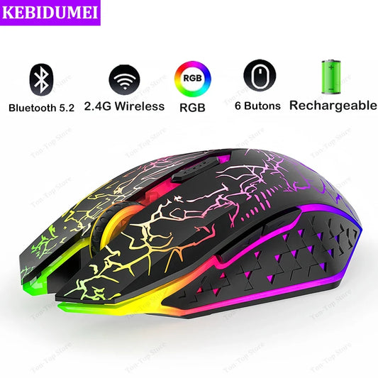 Bluetooth 5.2 RGB Wireless Mouse, 90 Hour Battery