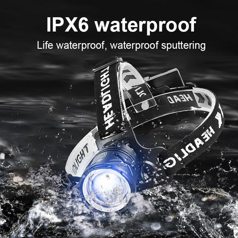 High Output LED Headlamp, 50W, Rechargeable