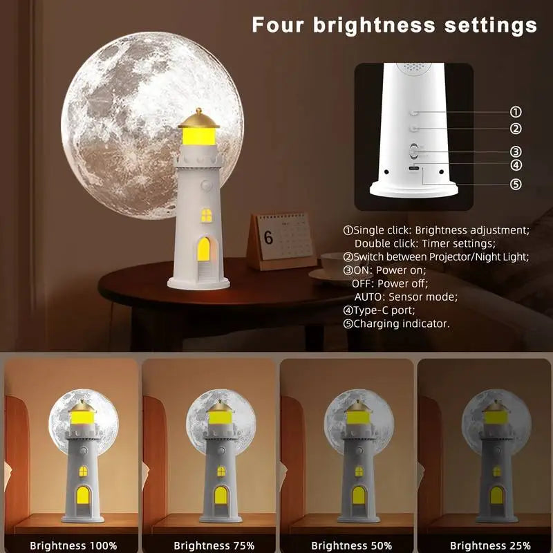 Moon Projection Lamp with Motion Sensor, Rechargeable