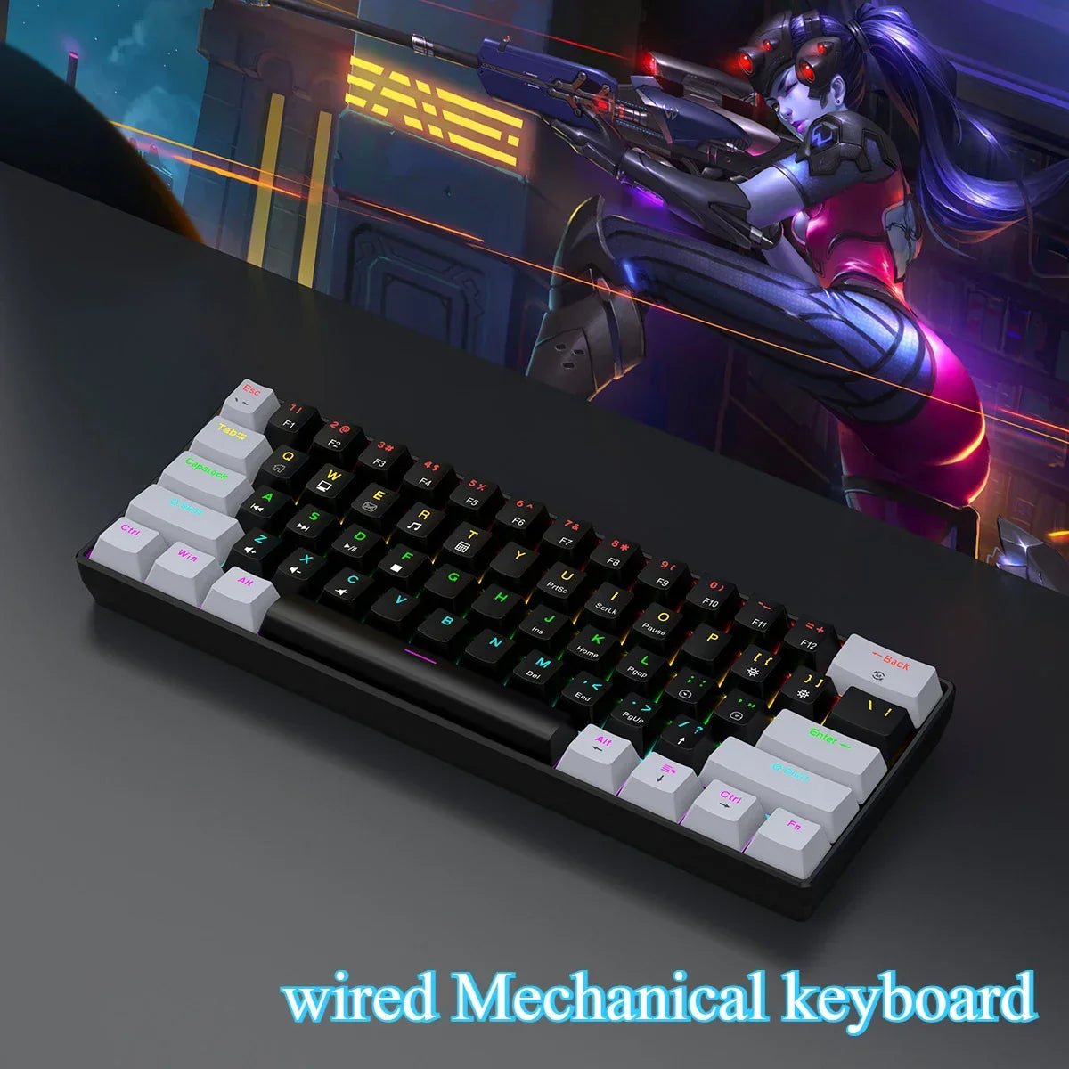 61 Key Mini Mechanical Keyboard, Backlit