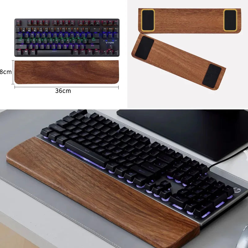 Walnut Wood Keyboard Wrist Rest, Five Sizes