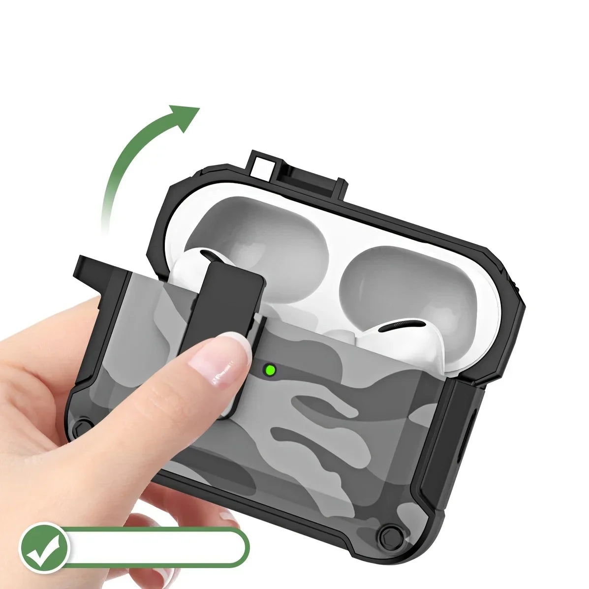 Magnetic Lock Case for AirPods Pro with Quick-Open Clip