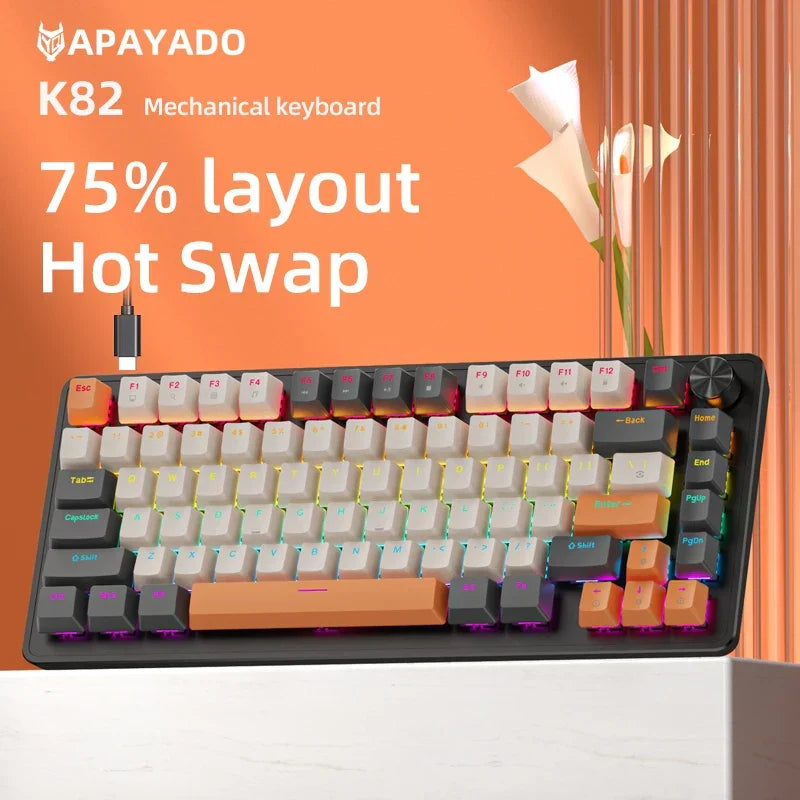 75% Mechanical Keyboard with Media Knob, Wired