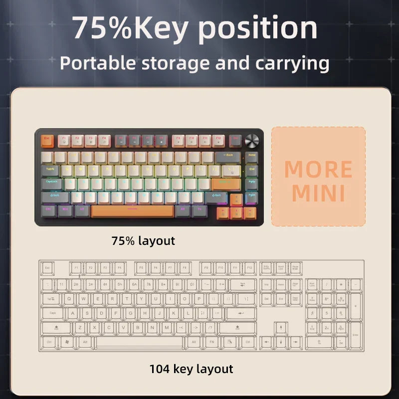 75% Mechanical Keyboard with Media Knob, Wired