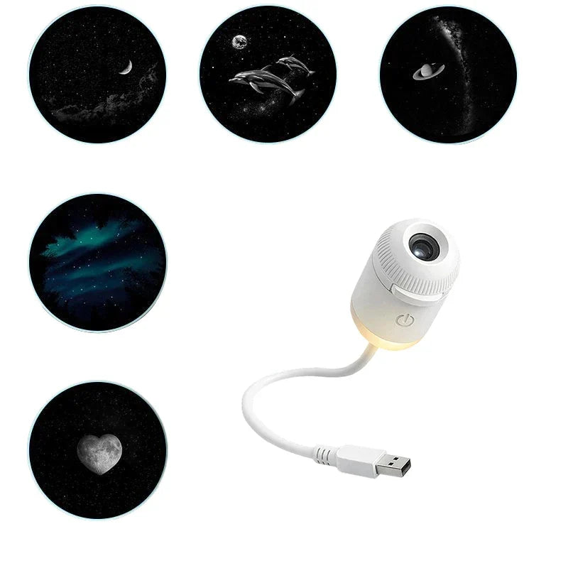 Mini Galaxy Star Projector with Interchangeable Slides